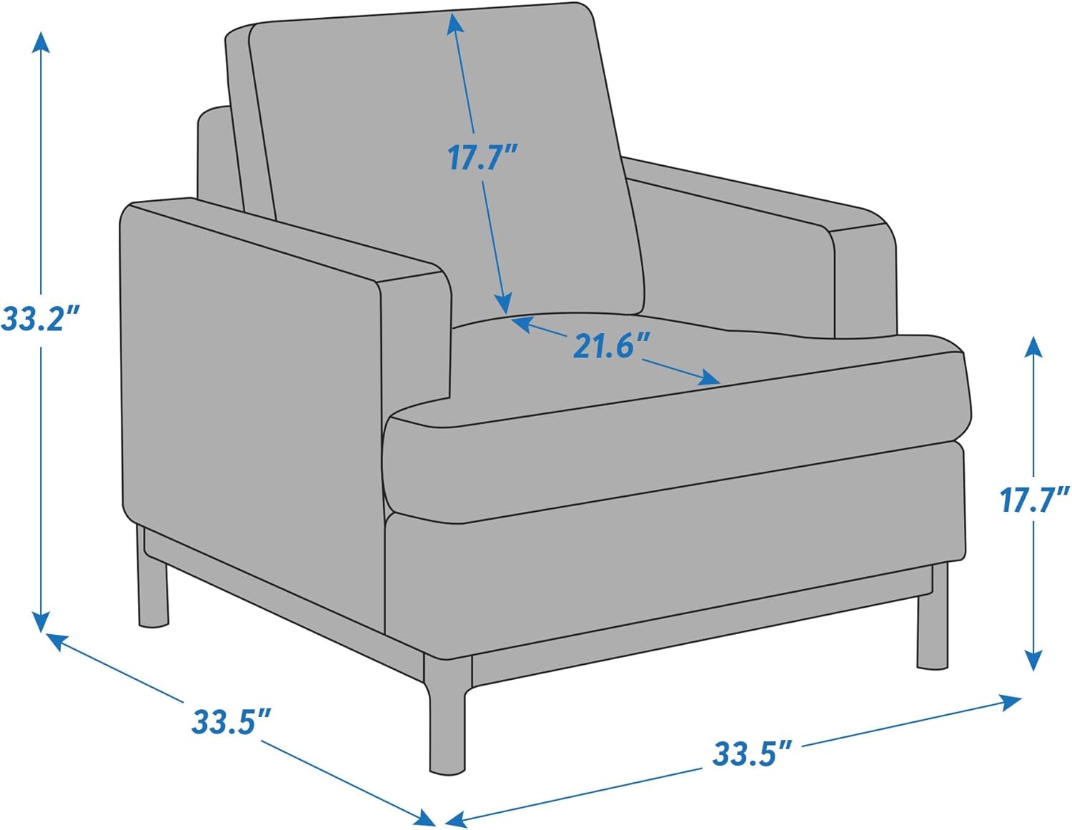 VANOMI Oversized Accent Chair, Mid Century Modern Upholstered Armchair for Living Room