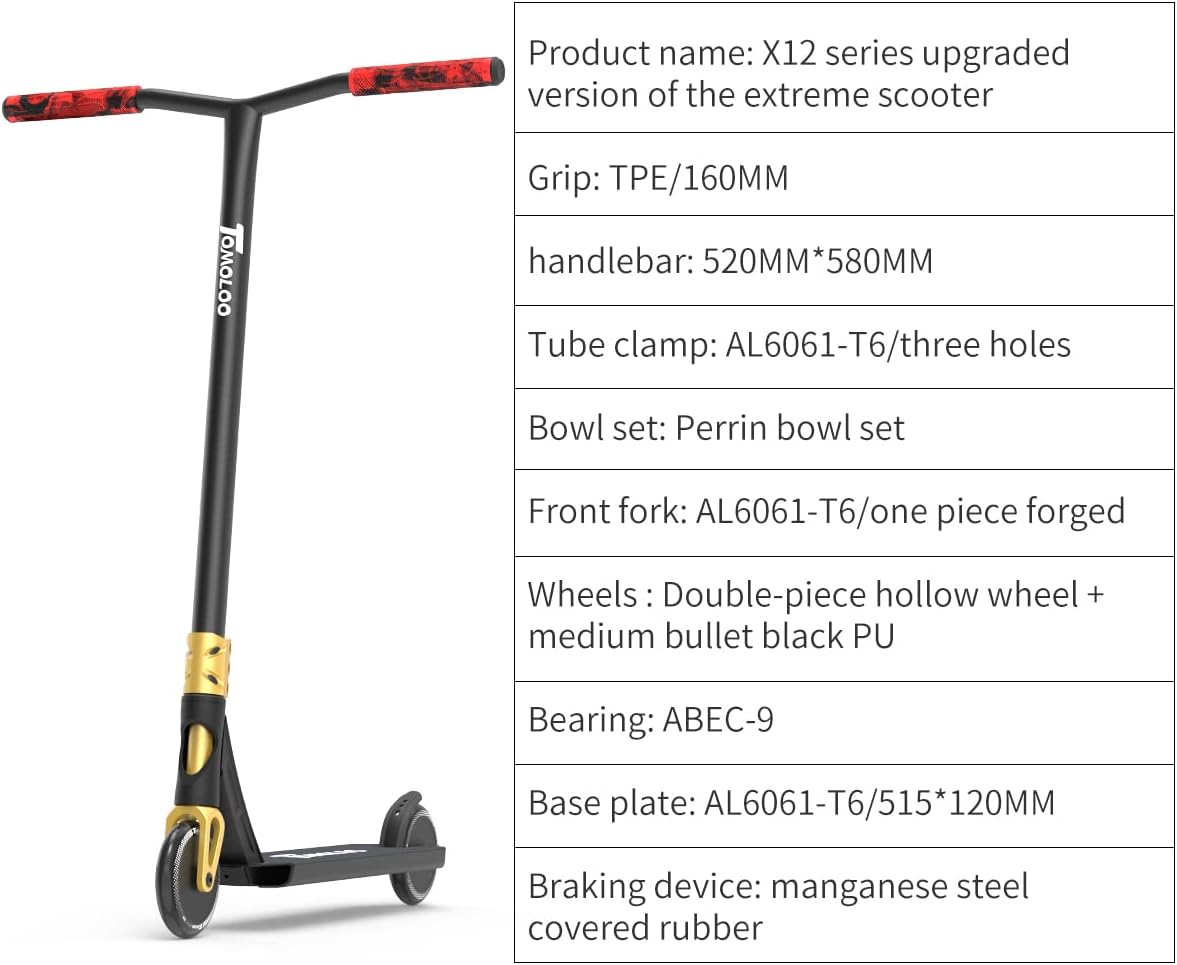 TOMOLOO Stunt Scooter Teens or Adult Stunt Pro Scooter Sport Freestyle Kick Scooter