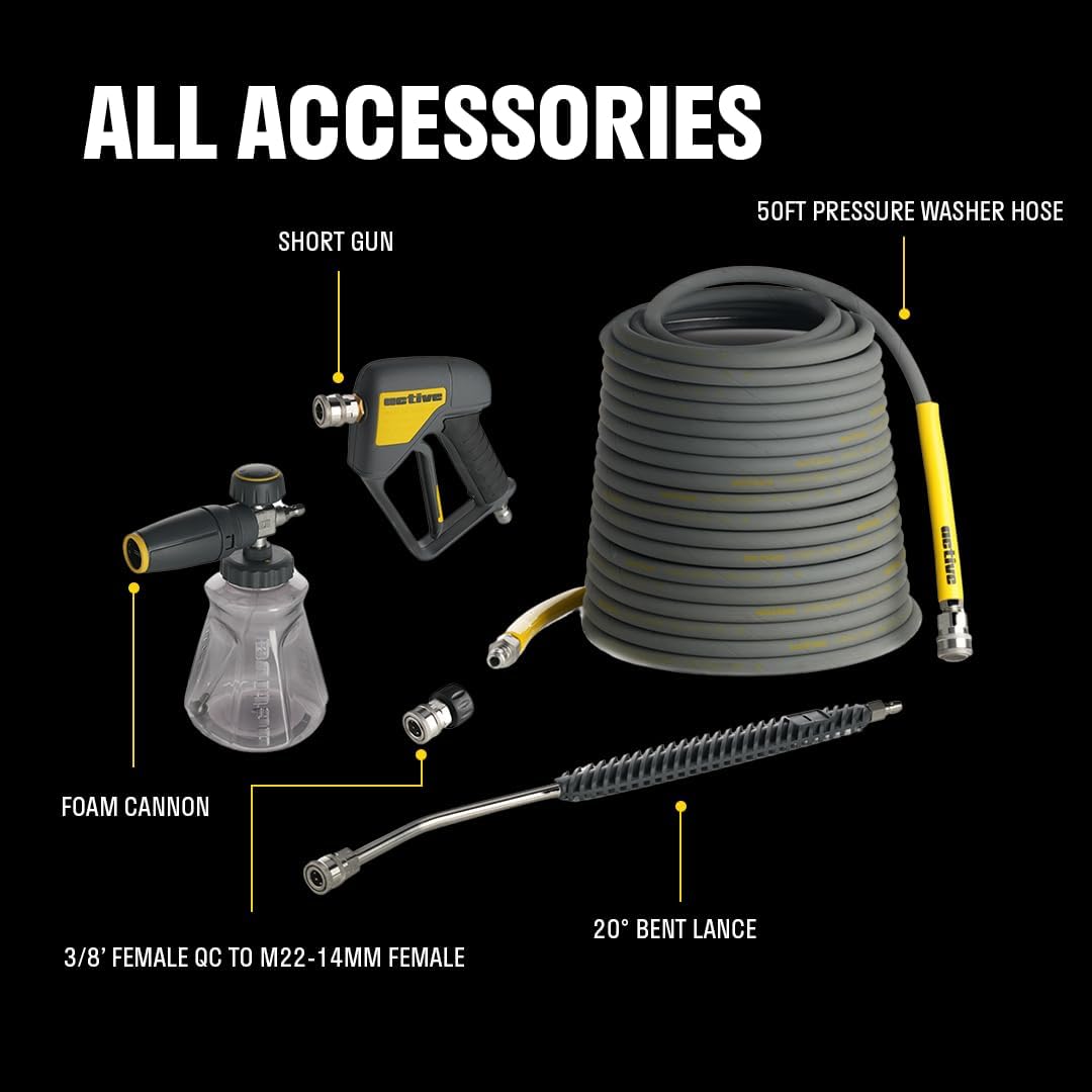 ACTIVE Premium Accessory Bundle Universally Adaptable with All Types of Pressure Washers.