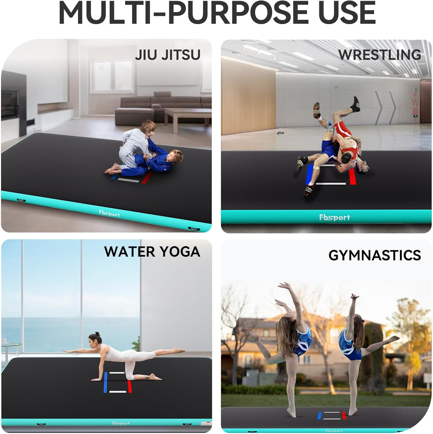 FBSPORT Inflatable Wrestling Mat 10ft X 5ft, Outdoor and Indoor PVC