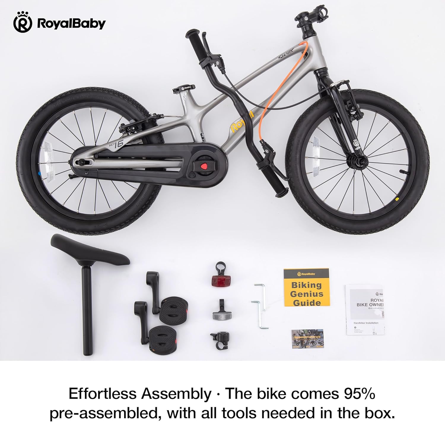 RoyalBaby Astro Magnesium EZ-Shark Ultra-Light Kids Bike Alloy Sport Bicycle 16-Inch Wheel