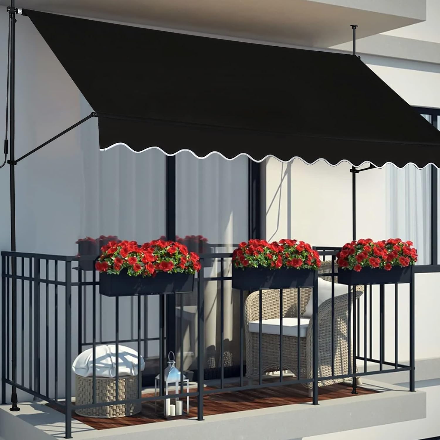 Jekito Manual Retractable Awning – 78” Non-Screw Outdoor Sun Shade