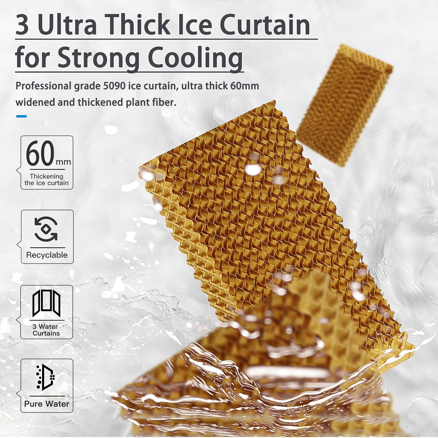 YougetTech 2500CFM Evaporative Air Cooler with Remote Control, 210W, 3 Speed 8 Gal Water Tank