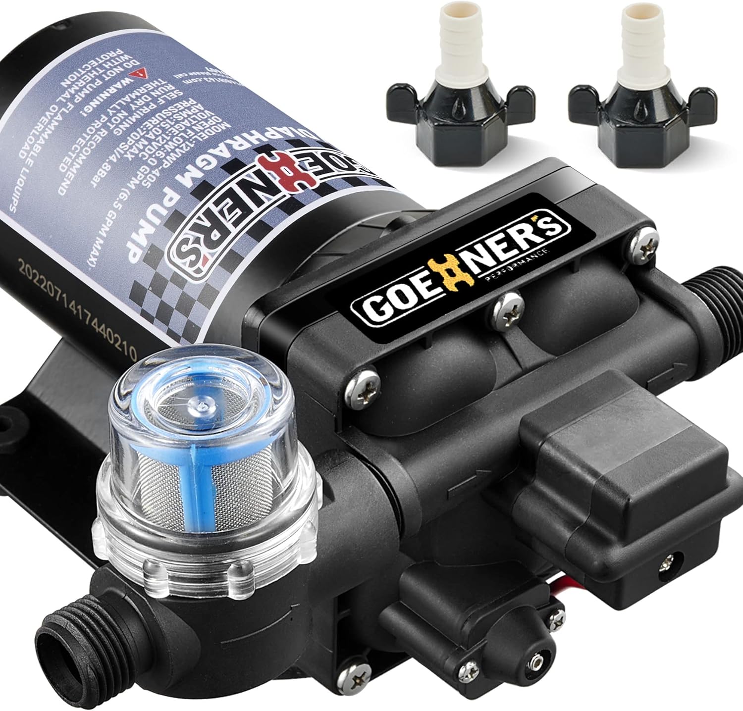 Kitvance [Upgraded Version] RV Fresh Water Pump, 12V DC, 6GPM 70PSI Self-Priming Diaphragm Water Pump