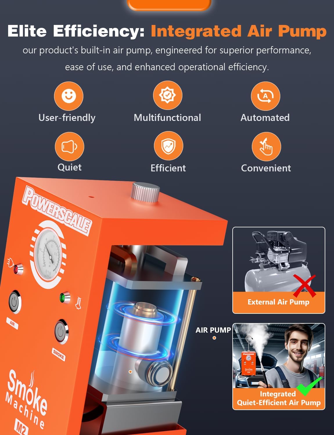 M2 Smoke Machine Automotive Leak Detector Built-in Air Pump, evap Smoke Machine