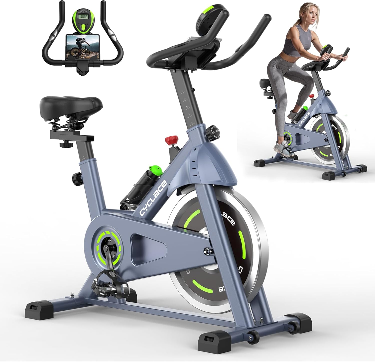 Cyclace Exercise Bike, Indoor Cycling Bike Stationary, Low Noise, 300lbs Weight Capacity