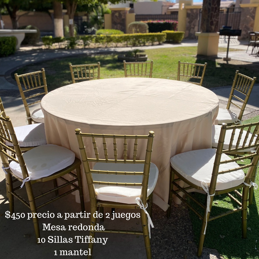 Mesa redonda con sillas tiffany