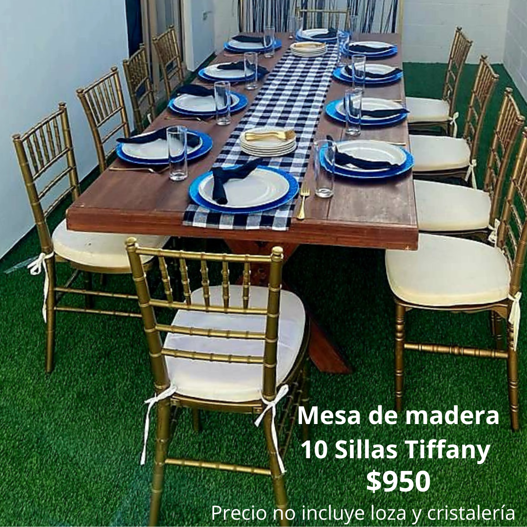 Mesa de madera con silla Tiffany