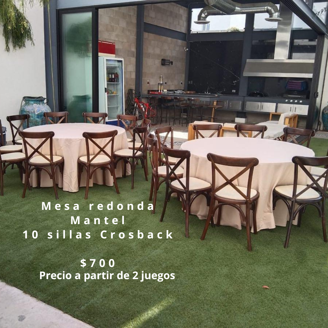Mesa redonda con sillas crosback
