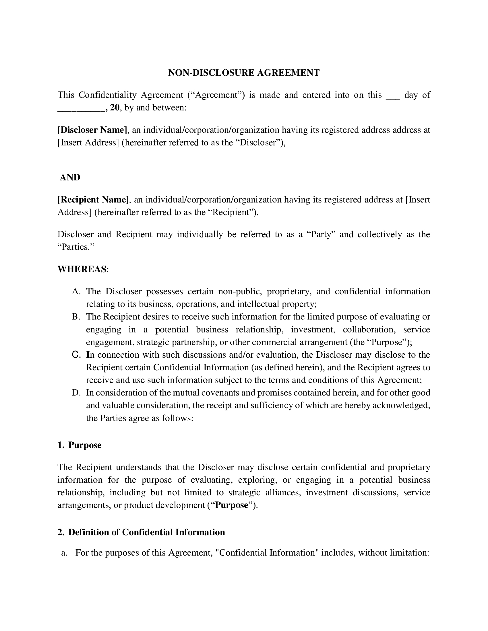 Non-Disclosure Agreement
