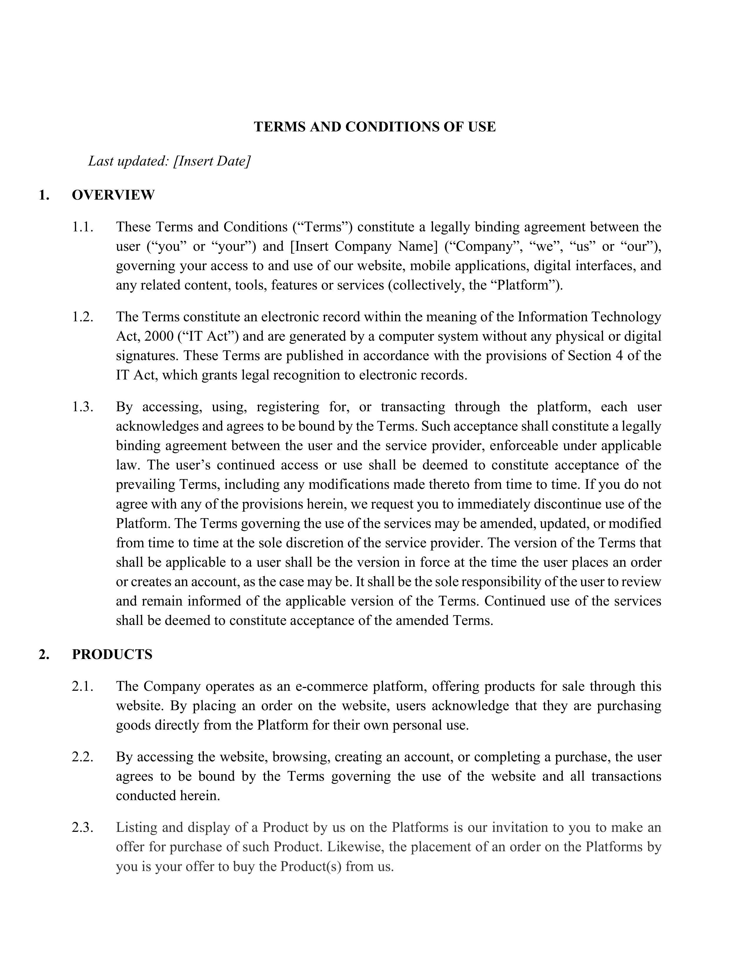 Terms and Conditions- E-Commerce-Non-Marketplace