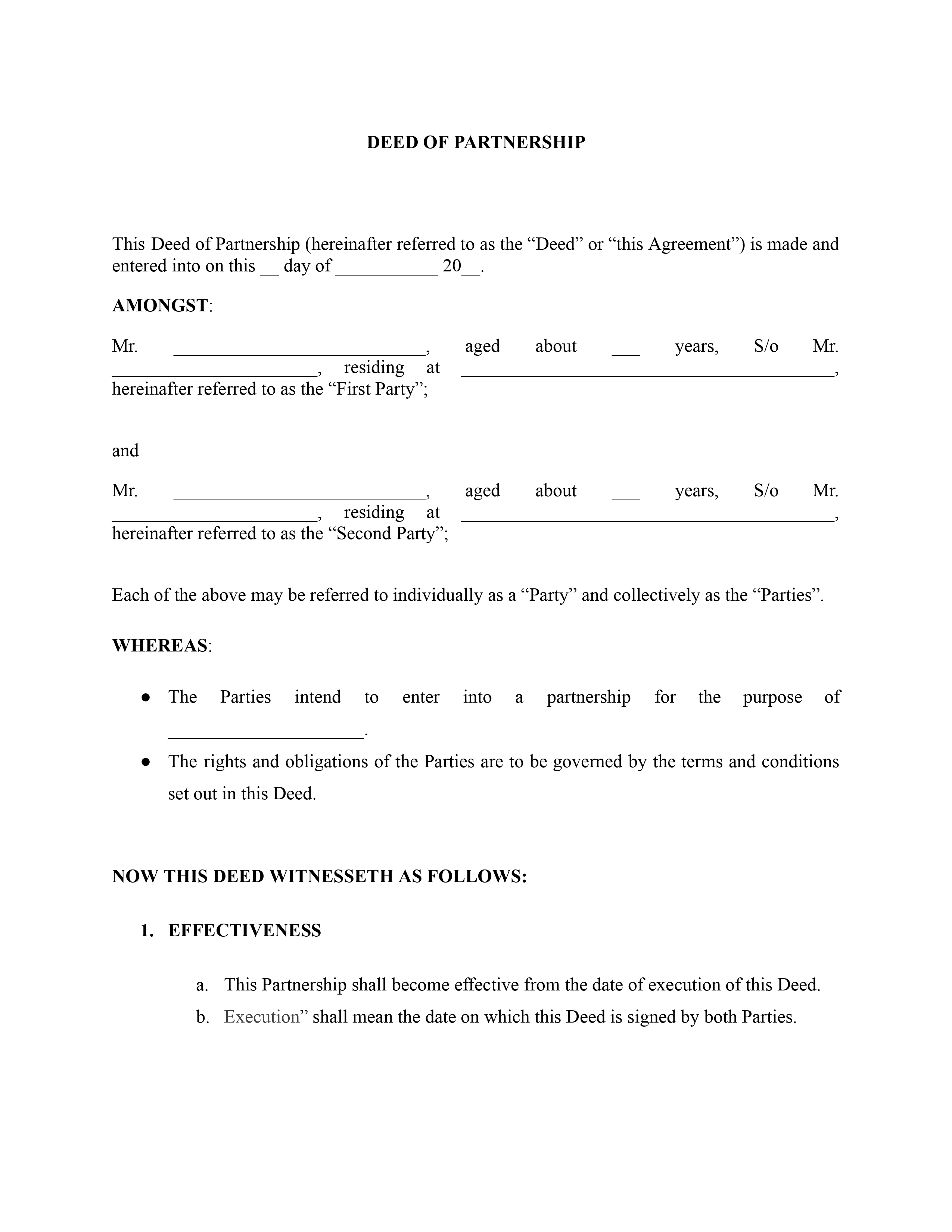 Partnership Deed