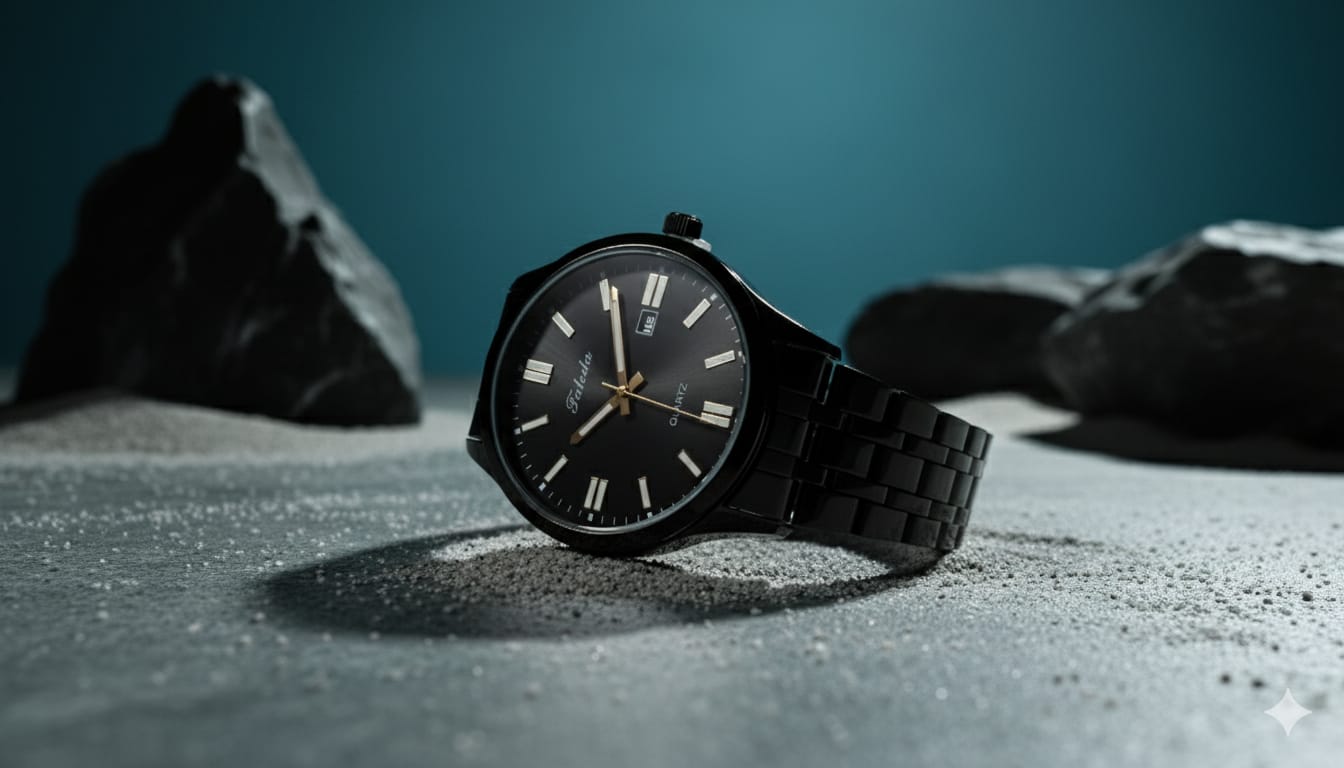 Velour Black -Metal Bracelet Watch