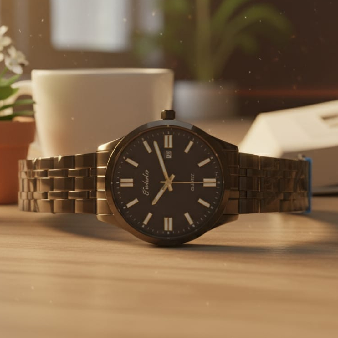 Velour Black -Metal Bracelet Watch