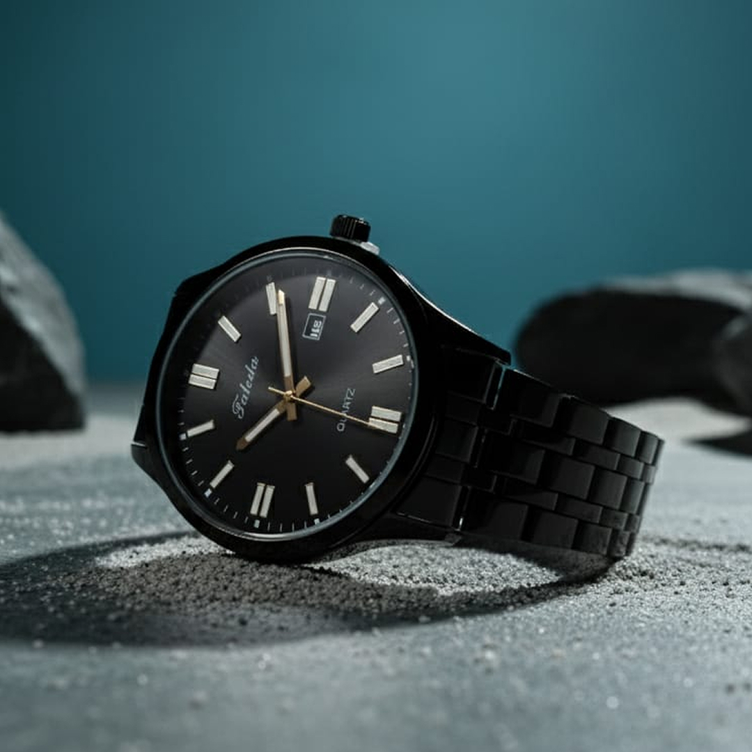 Velour Black -Metal Bracelet Watch