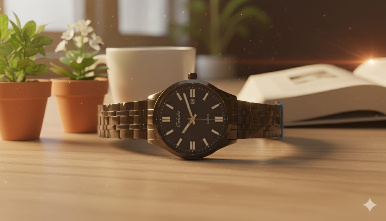 Velour Black -Metal Bracelet Watch