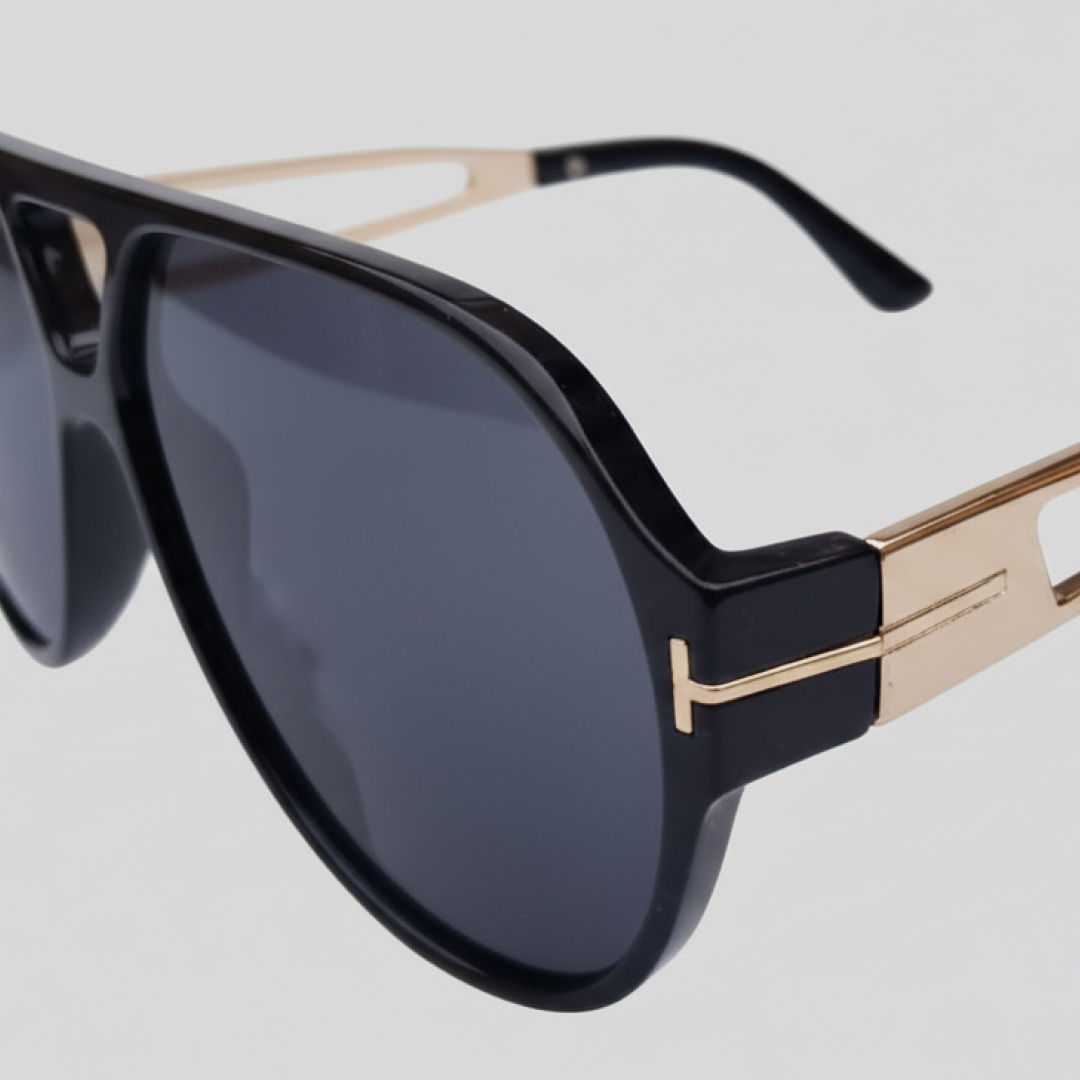Auron-Black Aviator Sunglasses