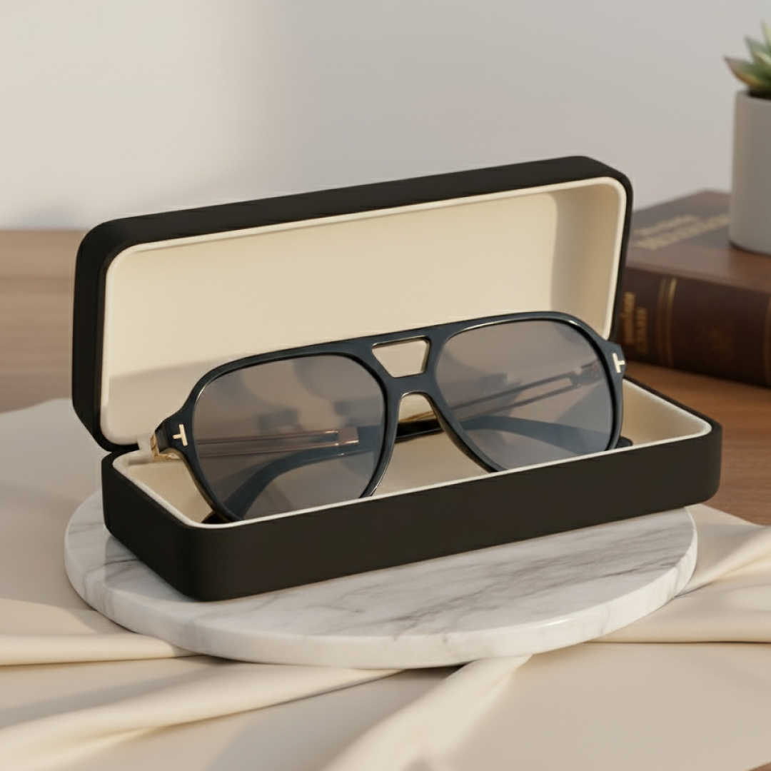 Auron-Black Aviator Sunglasses