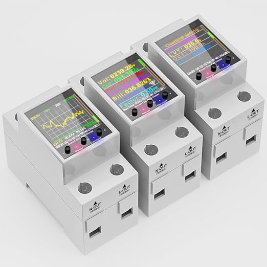 AC Smart WiFi Energy Meter-(IoT) Color LCD|HIgh/Low Volt&OverLoad Protection+Timer- Siri/Alexa-Support-V-A-W-Kwh-Cost-Hz-PF-Temperature-Humidity-Timer (100A_MCB_Din Rail-2MD)