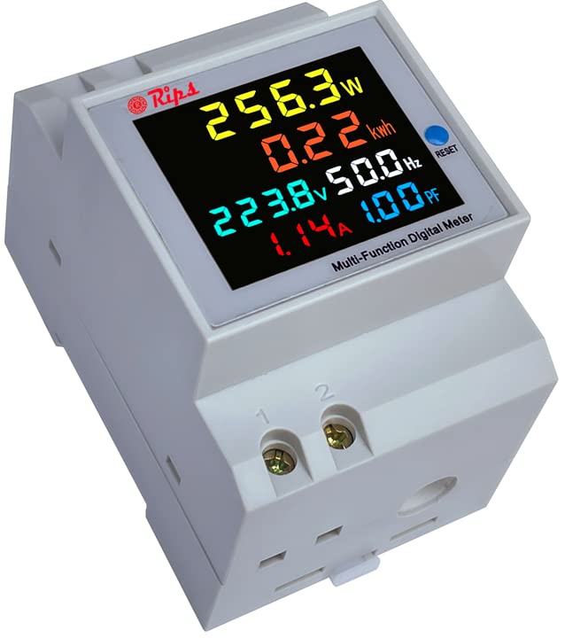 AC Energy Meter 6 in 1 with Multi-Colour Digital Display 12V-300V /100A (AC Energy Meter -Din Rail)