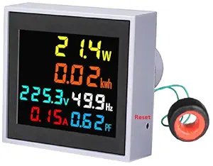 AC/DC Energy Meter 6 in 1 with Multi-Colour Digital Display 12V-300V /100A (AC Energy Meter-Plug Type)