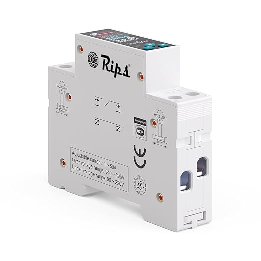 AC Smart WiFi Energy Meter-(IoT) Color LCD|HIgh/Low Volt&OverLoad Protection+Timer-Siri/Alexa-Support-V-A-W-Kwh-Cost-Hz-PF-Temperature-Humidity-Timer (50A_MCB_Din_Rail)