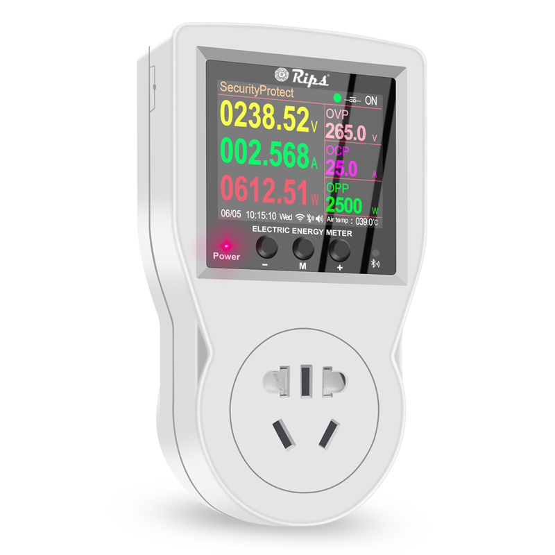 AC Smart WiFi Energy Meter-(IoT) Color LCD|HIgh/Low Volt&OverLoad Protection+Timer-Siri/Alexa-Support-V-A-W-Kwh-Cost-Hz-PF-Temperature-Humidity-Timer (16A PLUG TYPE))