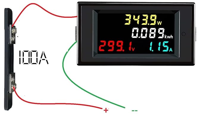 DC Energy Meter 6 in 1 with Multi-Colour Digital Display 12V-300V /100A (DC Energy Meter)