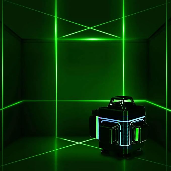 3x360°-3D-16 Lines Self Leveling Floor Green Laser Level, Craftman Laser Level for Construction/Picture Hanging/Floor/Tile with Remote Controller, Magnetic Rotating Stand and Charger