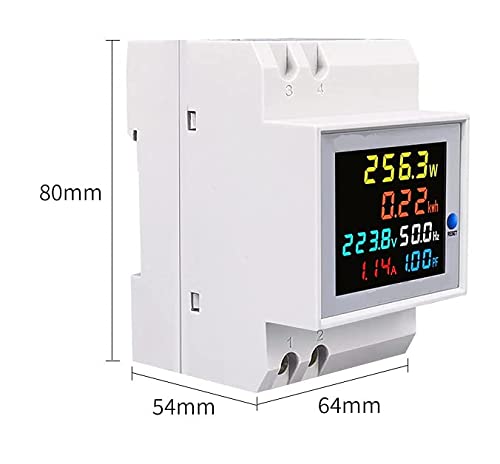 AC Energy Meter 6 in 1 with Multi-Colour Digital Display 12V-300V /100A (AC Energy Meter -Din Rail)