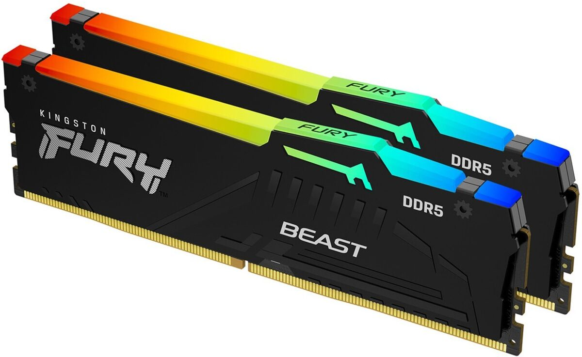Kit Barrettes Memoire 32Go 2X16Go Dimm Ddr5 Kingston Fury Beast Rgb 5600Mhz Cl40 Noir