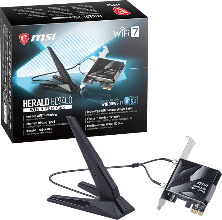 Carte Reseau Pcie Wifi 7 Msi Herald Be9400