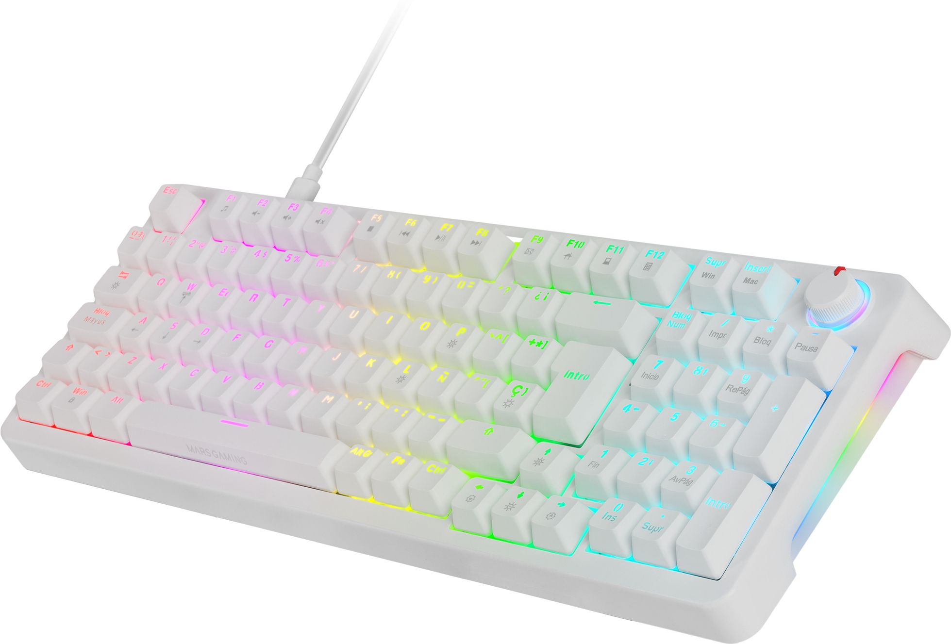 Gamer Mecanique Yellow Switch Mars Gaming Mkpro Rgb Blanc