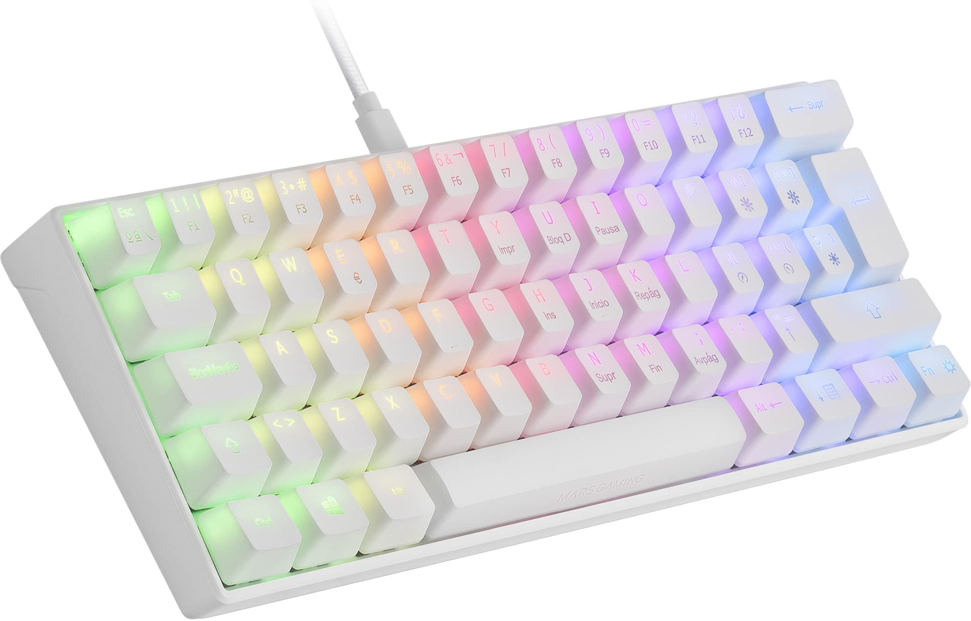 Gamer Mecanique Yellow Silent Mars Gaming Mkminipro Rgb Blanc