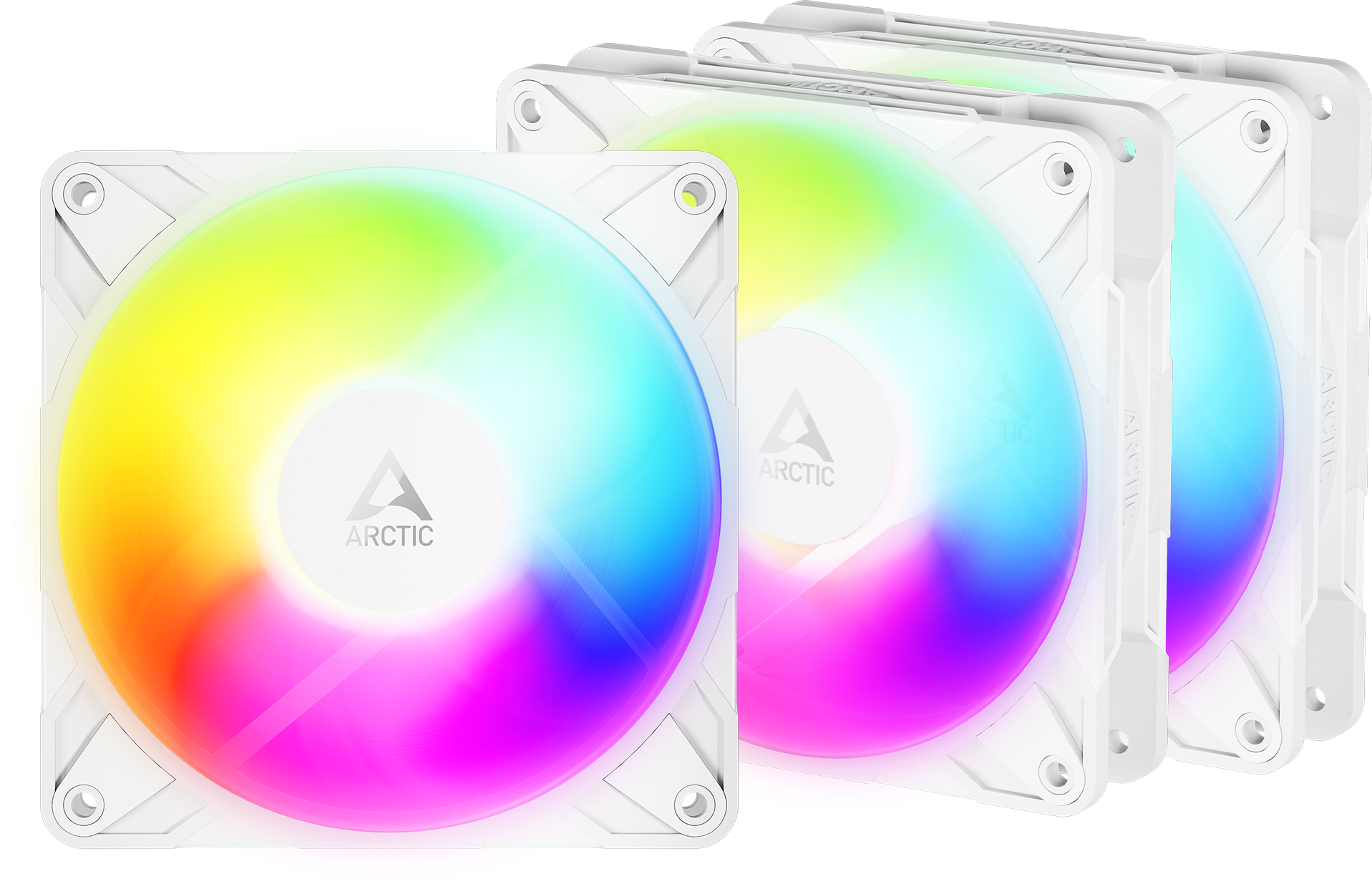 Lot De 3 Ventilateurs De Boitier Arctic P12 Pro Reverse Rgb 12Cm Blanc