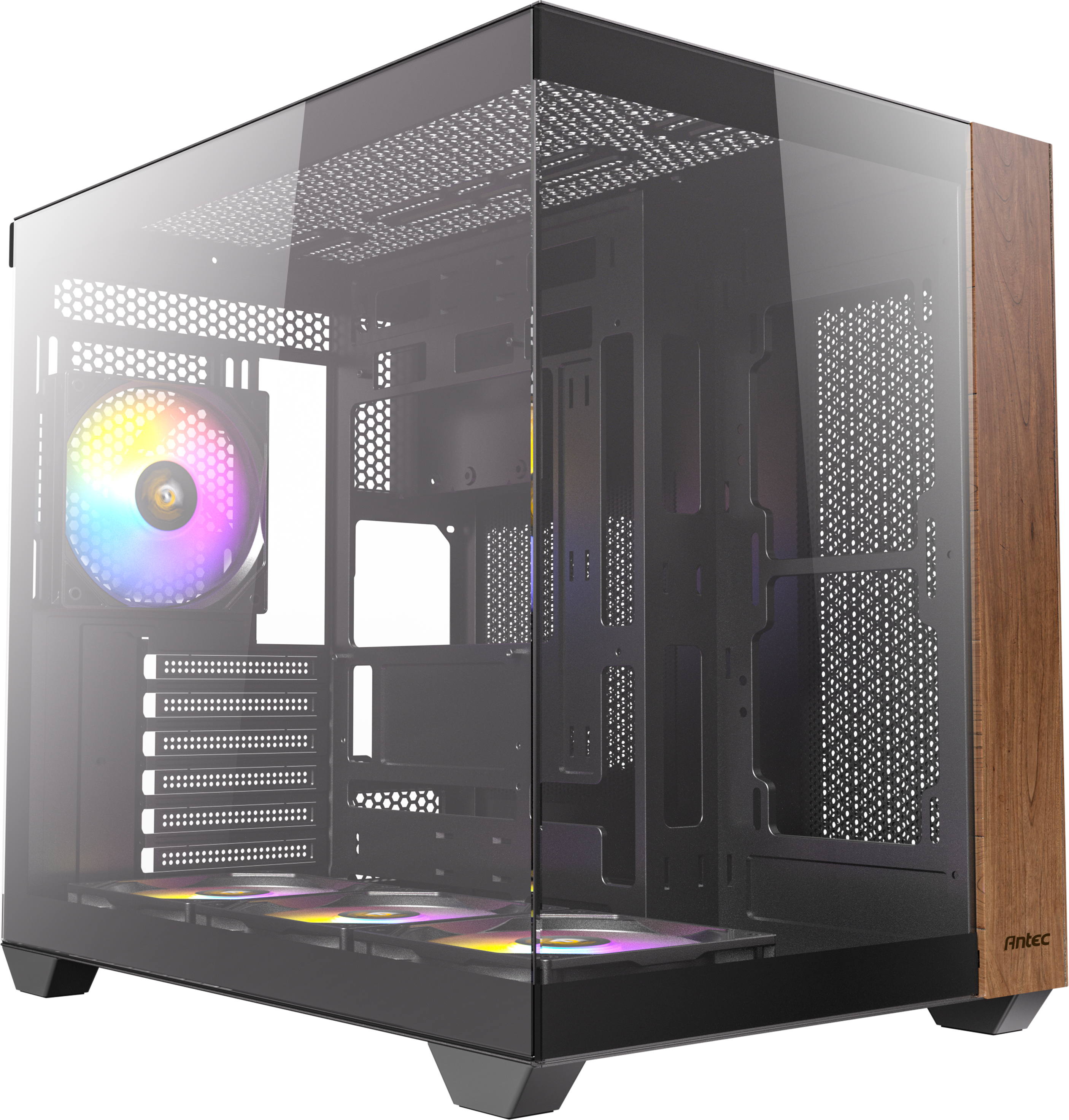 Boitier Moyen Tour Atx Antec Cx800 Wood Rgb Avec Panneaux Vitres Noir