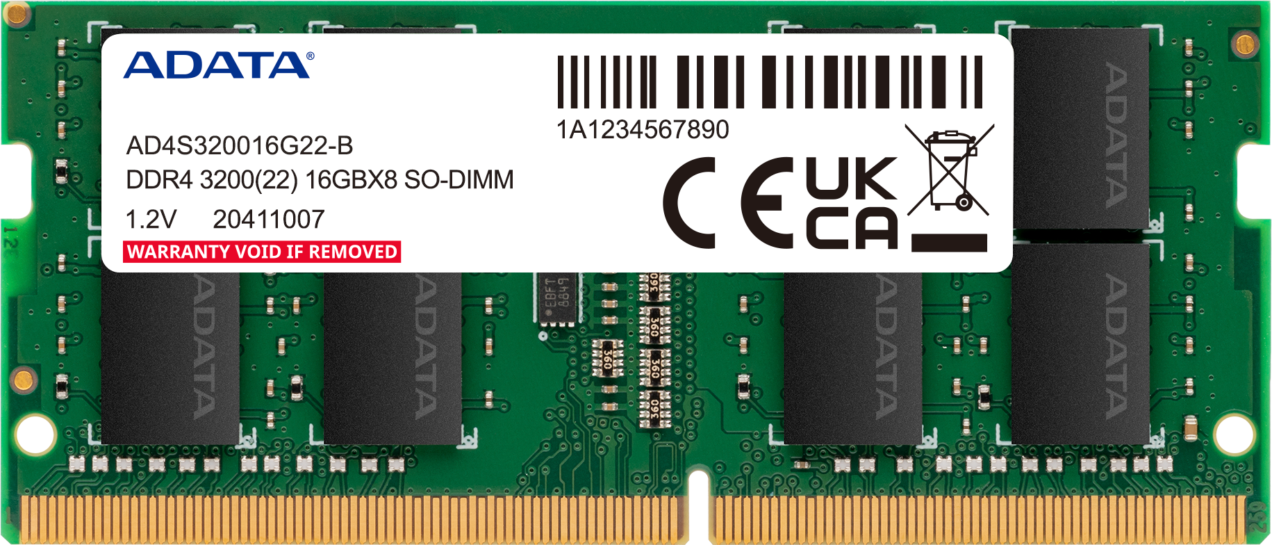 Barrette Memoire 16Go Sodimm Ddr4 Adata Premier 3200Mhz Vert