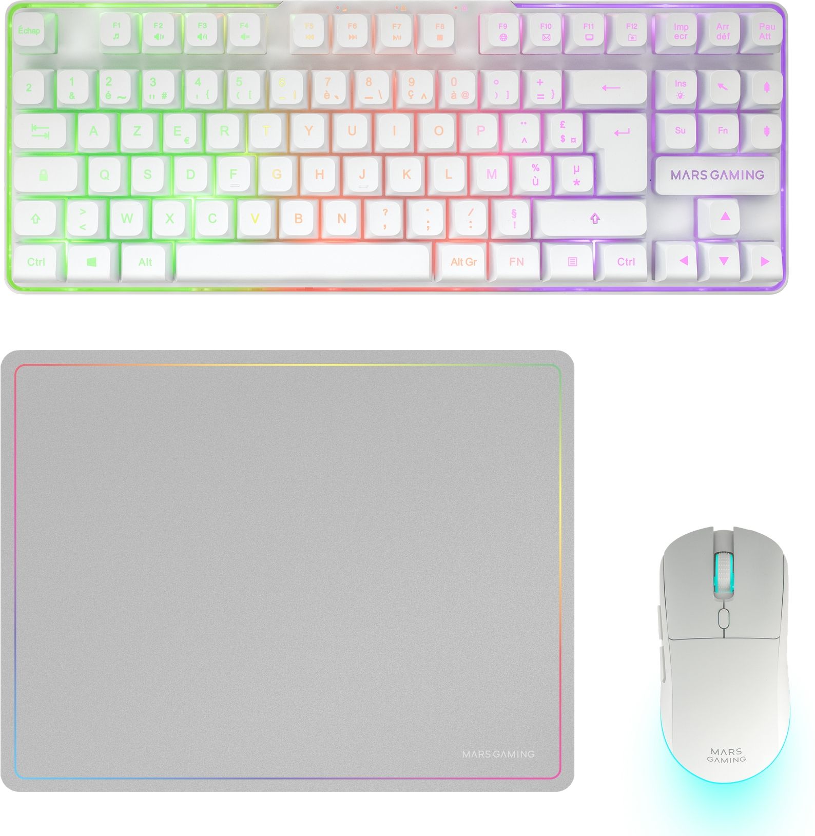 Pack Gamer 3En1 Calviersouristapis Mars Gaming Mcpwtkl Blanc