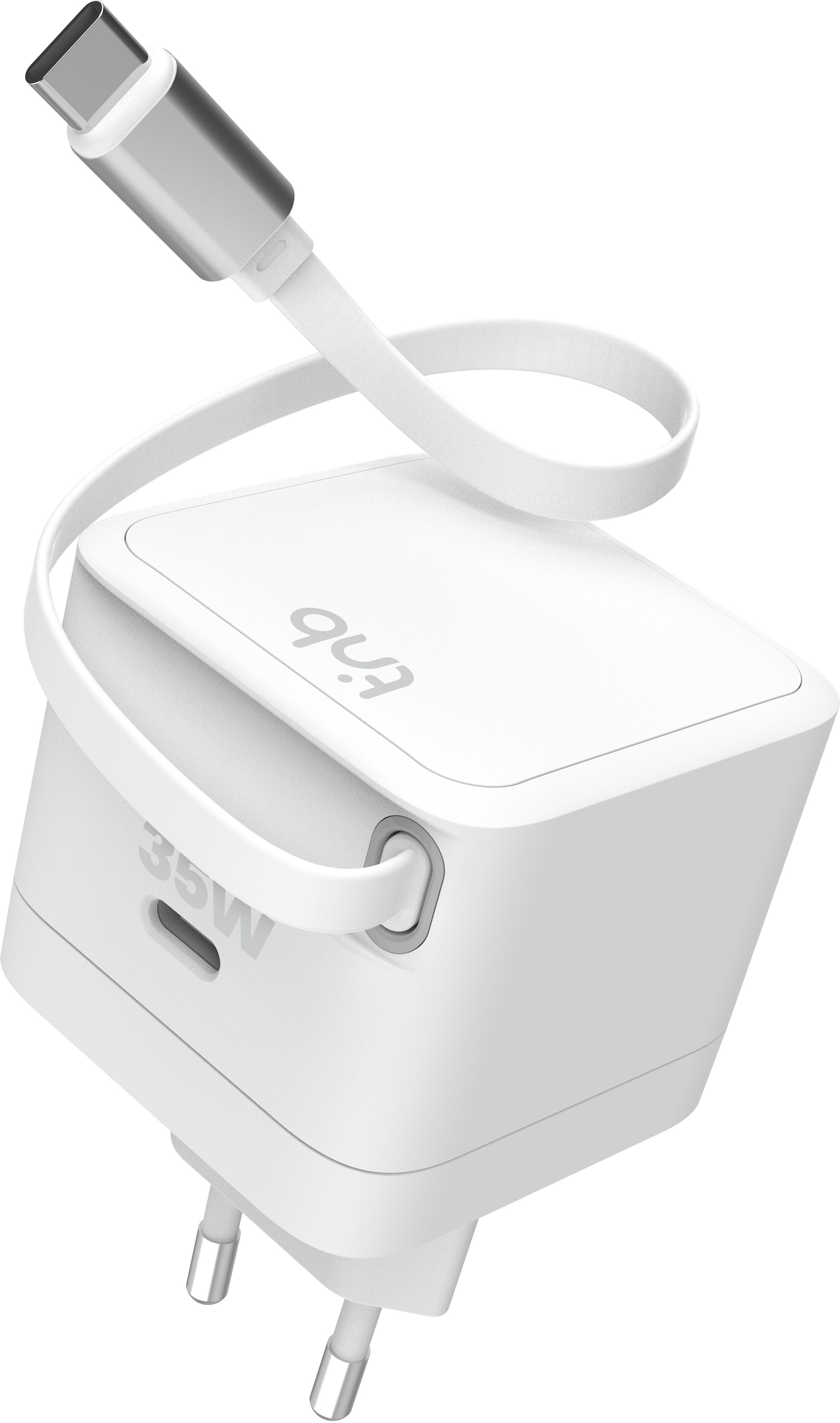 Secteur Tnb Tugn Block 2X Usb C Avec Cable Retractable 35W Blanc