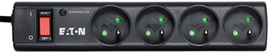 Multiprise Surtension Eaton Protection Strip 4 Prises Noir