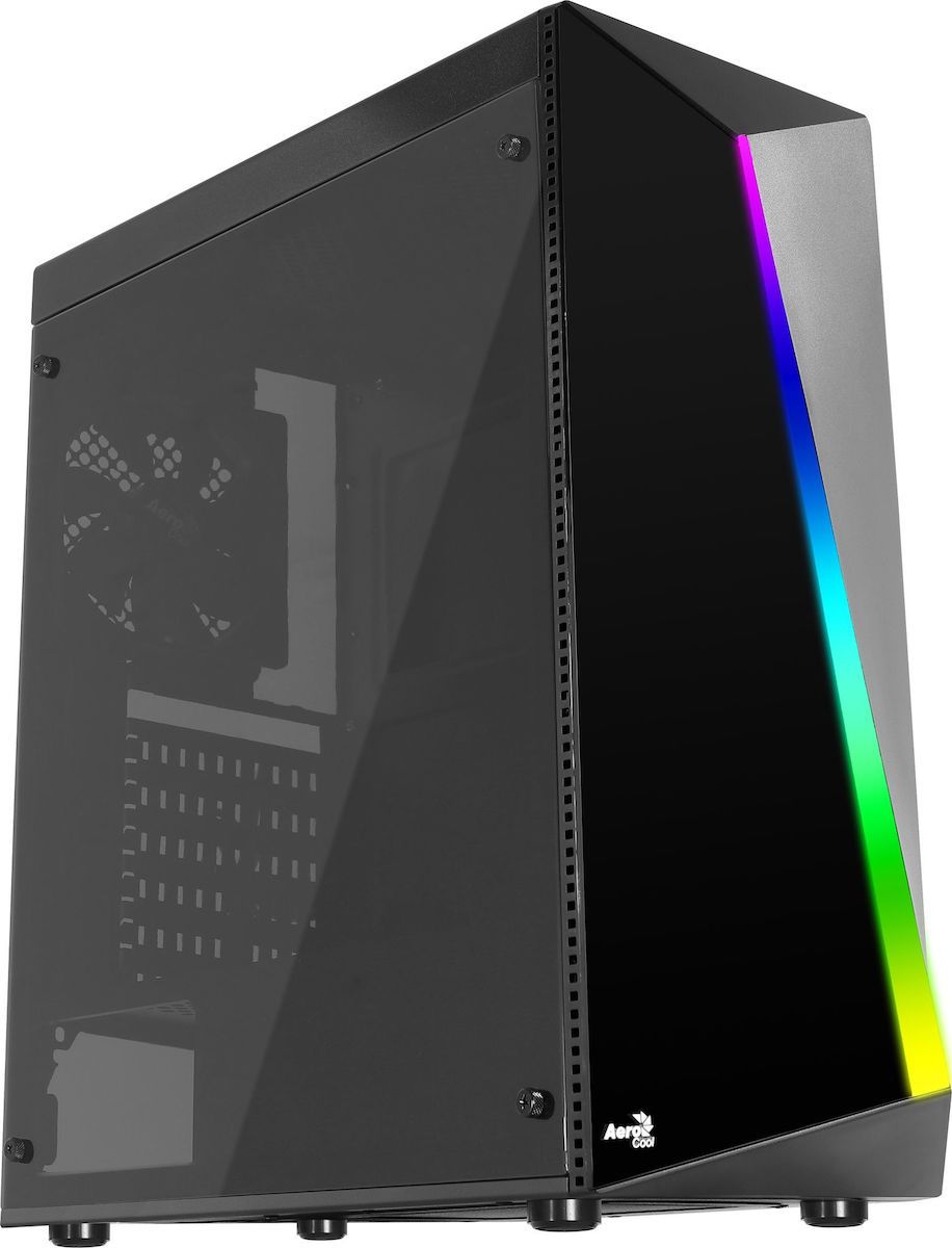 Boitier Moyen Tour Atx Aerocool Shard Tempered Glass Rgb Avec Panneau Vitre Noir