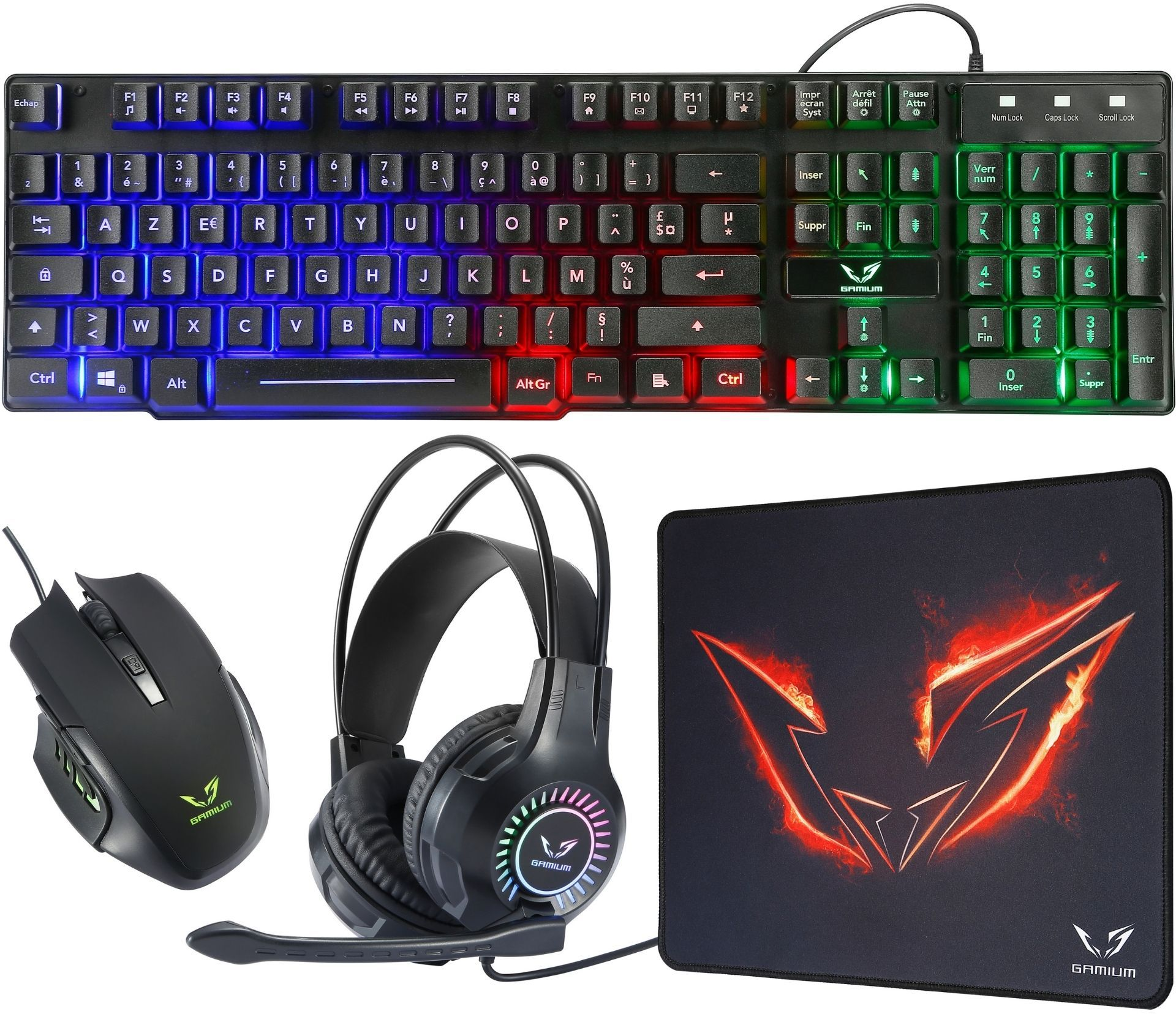 Pack Gamer 4En1 Claviersouriscasquetapis We Gamium Rgb Noir