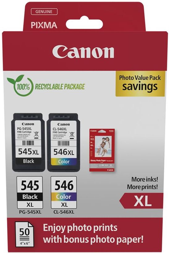 Pack 2 Cartouches Dencre Canon Pg 545Xlcl 546Xl 50 Feuilles 10X15Cm