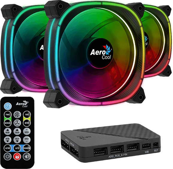 Lot De 3 Ventilateurs De Boitier Aerocool Astro 12 Pro Rgb 12Cm Noir