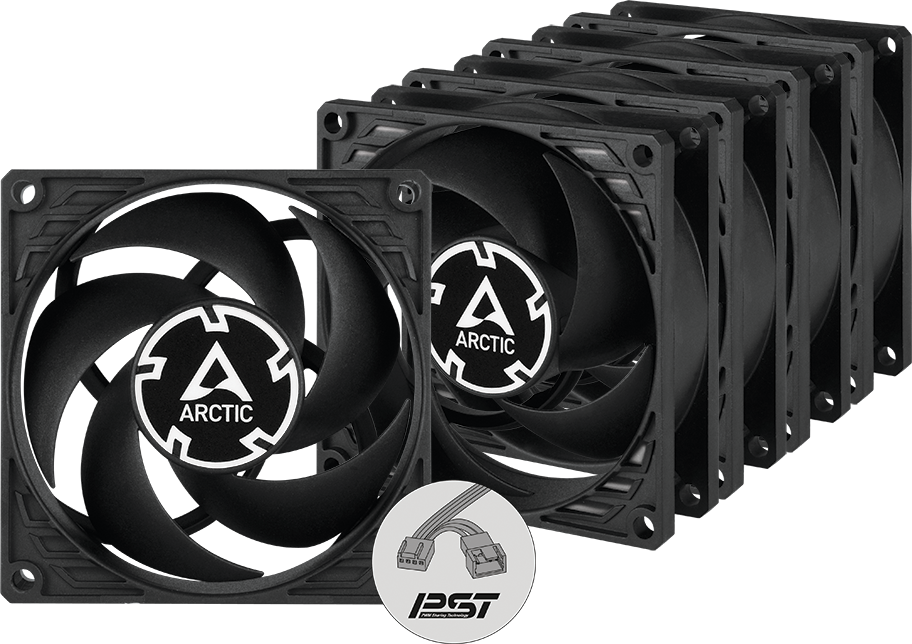Lot De 5 Ventilateurs De Boitier Arctic P8 Pst 8Cm Noir