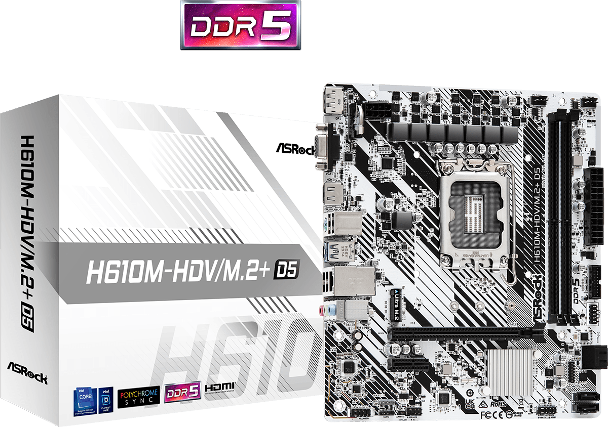 Asrock H610M Hdvm2 Ddr5 Intel Lga 1700 Micro Atx
