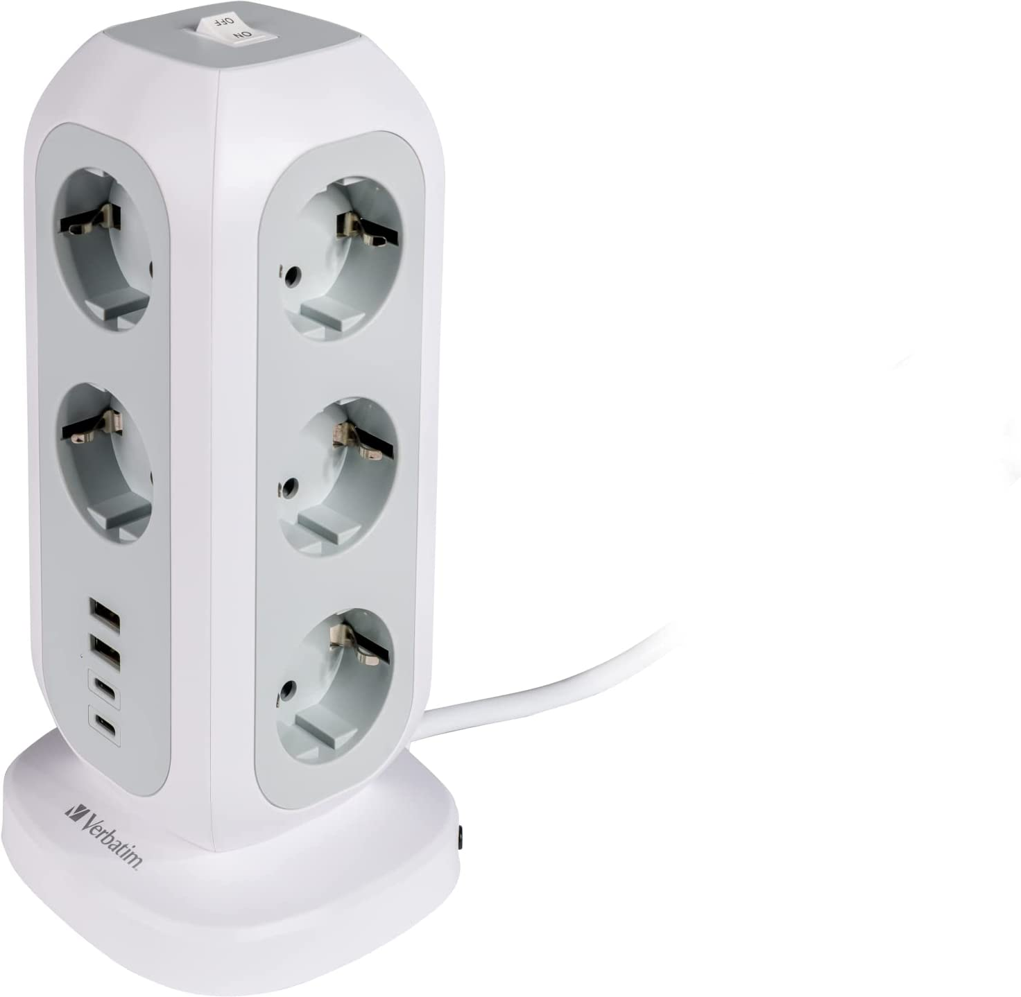 Multiprise Tour Verbatim 11 Prises 4 Ports Usb Ca 2M Blanc