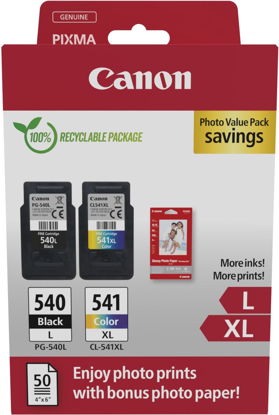 Pack 2 Cartouches Dencre Canon Pg 540Lcl 541Xl Photo Value Pack Noircouleurs 50X Papiers Photo