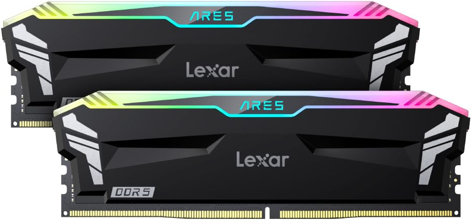 Kit Barrettes Memoire 32Go 2X16Go Dimm Ddr5 Lexar Ares Rgb 7200Mhz Noir