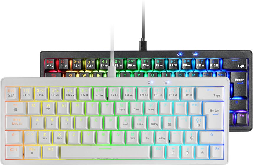 Gamer Mecanique Yellow Silent Mars Gaming Mkminipro Rgb Blanc